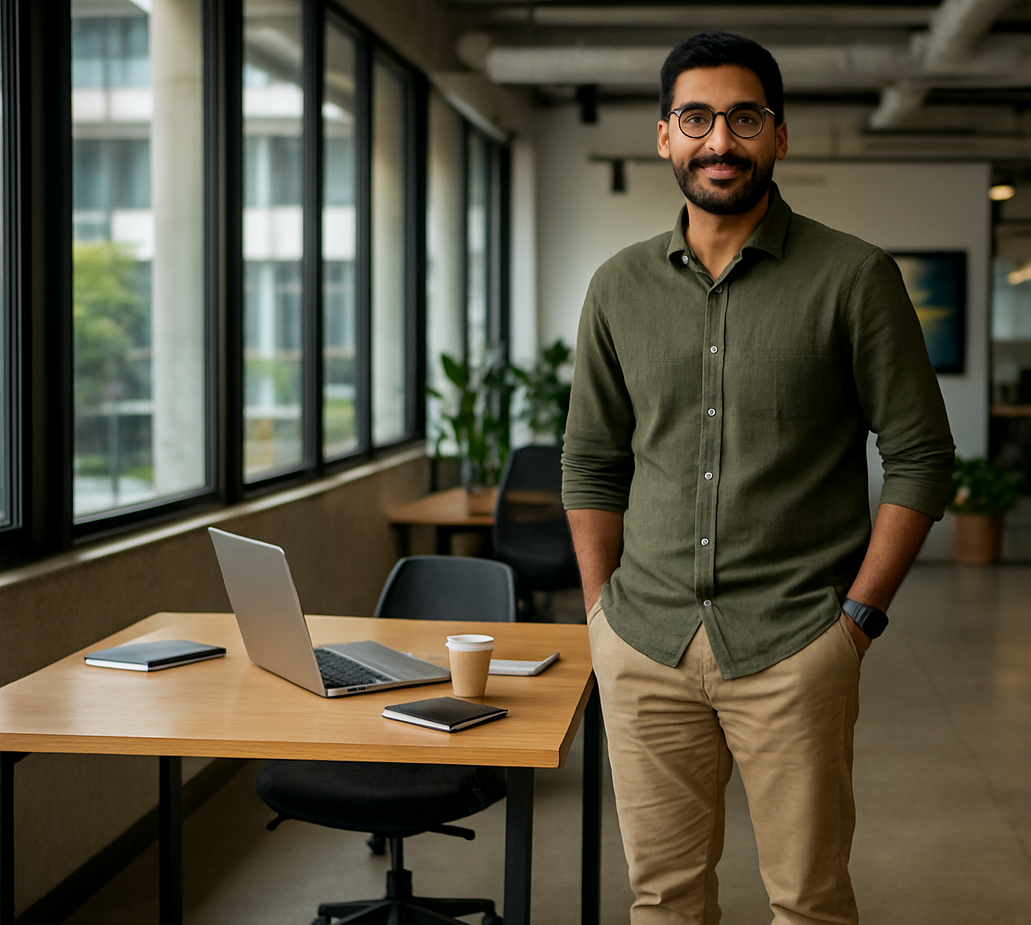 A pakistani entrepreneur in free style casual cloting